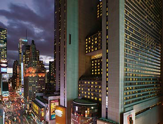 The New York Marriott Marquis Hotel in the heart of Times Square.. The New York Marriott Marquis Hotel